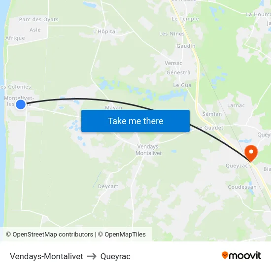 Vendays-Montalivet to Queyrac map