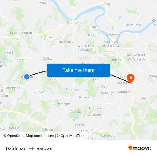 Dardenac to Rauzan map
