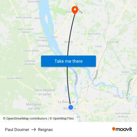 Paul Doumer to Reignac map