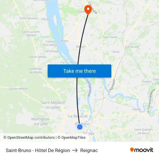 Saint-Bruno - Hôtel De Région to Reignac map