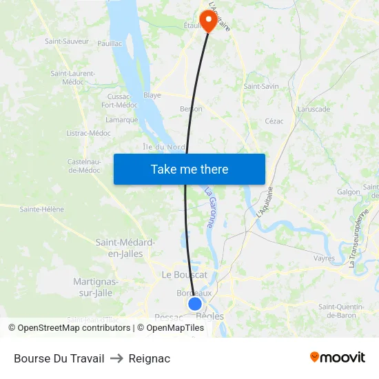 Bourse Du Travail to Reignac map