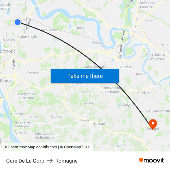 Gare De La Gorp to Romagne map