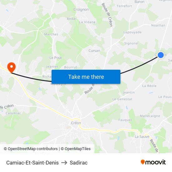 Camiac-Et-Saint-Denis to Sadirac map