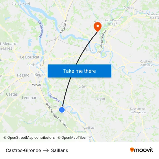 Castres-Gironde to Saillans map