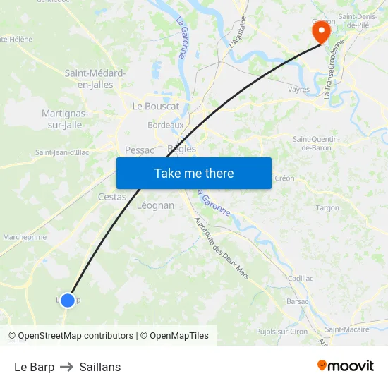 Le Barp to Saillans map