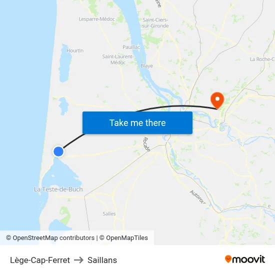 Lège-Cap-Ferret to Saillans map
