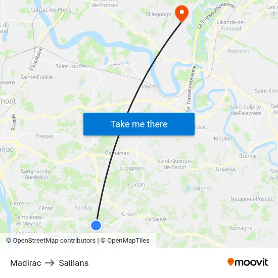 Madirac to Saillans map