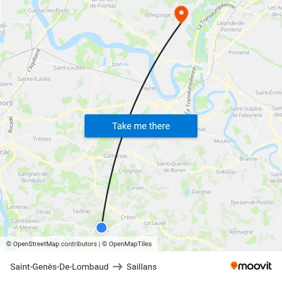 Saint-Genès-De-Lombaud to Saillans map