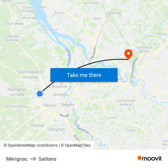 Mérignac to Saillans map