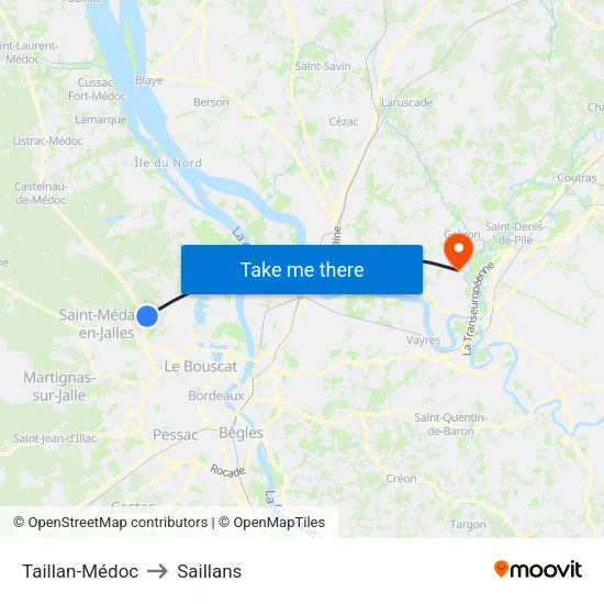 Taillan-Médoc to Saillans map