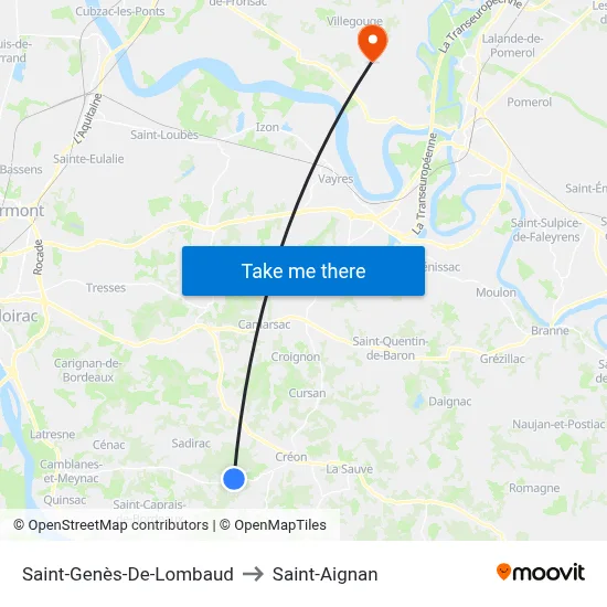 Saint-Genès-De-Lombaud to Saint-Aignan map
