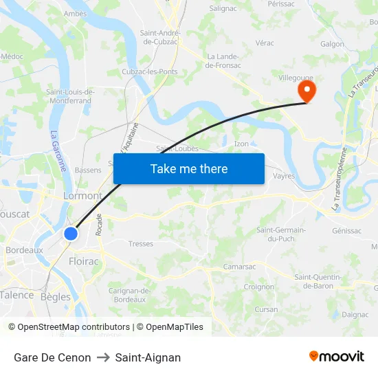 Gare De Cenon to Saint-Aignan map