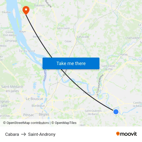 Cabara to Saint-Androny map