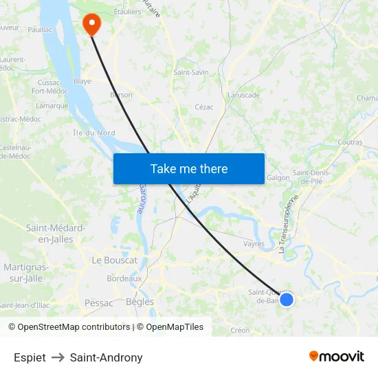 Espiet to Saint-Androny map