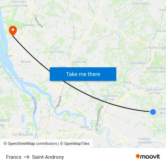 Francs to Saint-Androny map