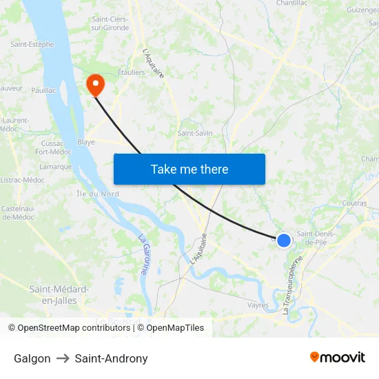 Galgon to Saint-Androny map