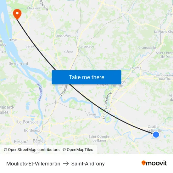 Mouliets-Et-Villemartin to Saint-Androny map