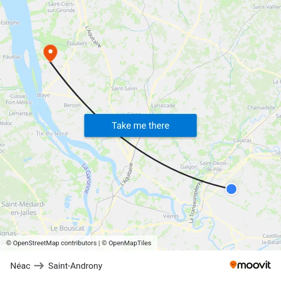 Néac to Saint-Androny map