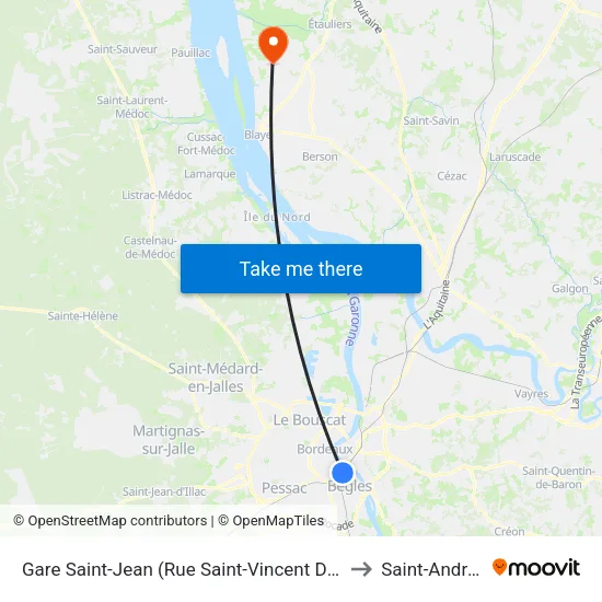 Gare Saint-Jean (Rue Saint-Vincent De Paul) to Saint-Androny map