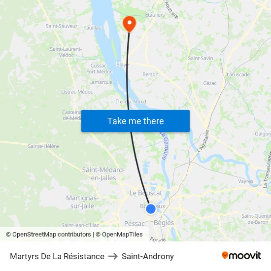 Martyrs De La Résistance to Saint-Androny map