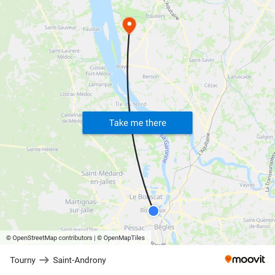 Tourny to Saint-Androny map