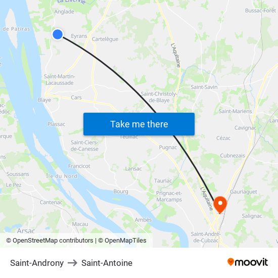 Saint-Androny to Saint-Antoine map