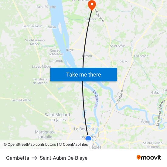 Gambetta to Saint-Aubin-De-Blaye map