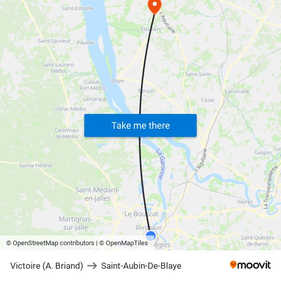 Victoire (A. Briand) to Saint-Aubin-De-Blaye map