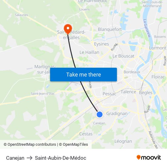 Canejan to Saint-Aubin-De-Médoc map