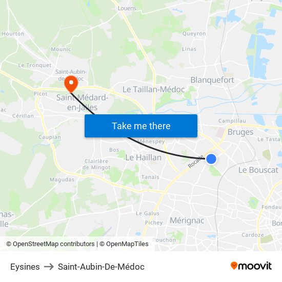 Eysines to Saint-Aubin-De-Médoc map