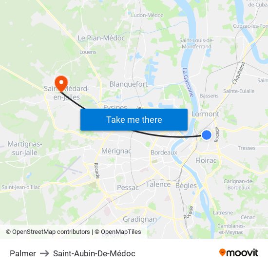Palmer to Saint-Aubin-De-Médoc map