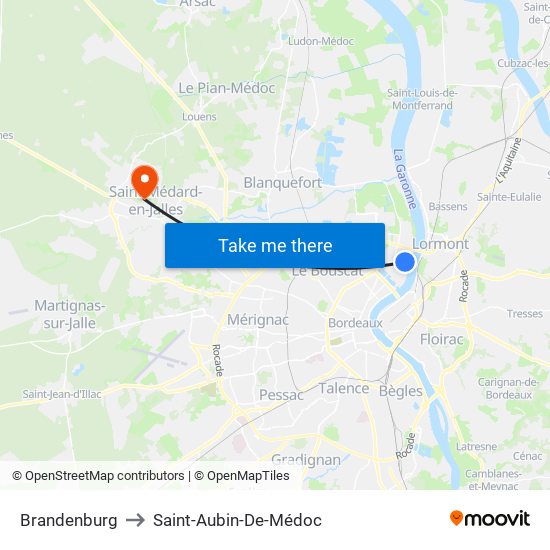 Brandenburg to Saint-Aubin-De-Médoc map