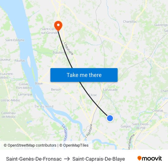 Saint-Genès-De-Fronsac to Saint-Caprais-De-Blaye map