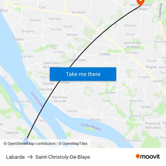 Labarde to Saint-Christoly-De-Blaye map