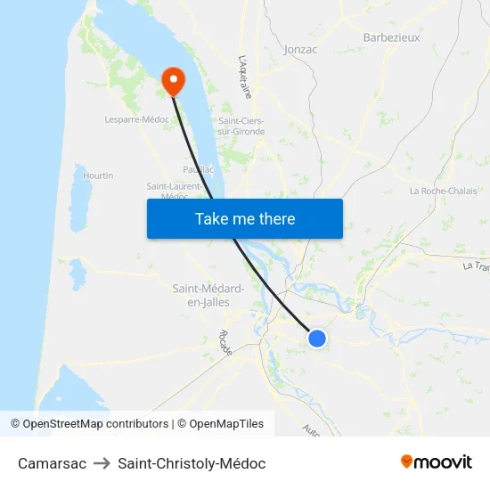 Camarsac to Saint-Christoly-Médoc map