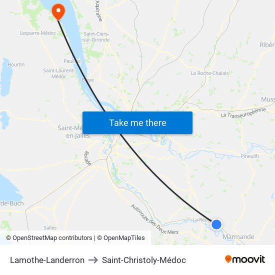 Lamothe-Landerron to Saint-Christoly-Médoc map