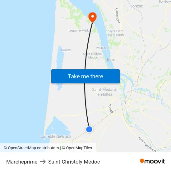 Marcheprime to Saint-Christoly-Médoc map