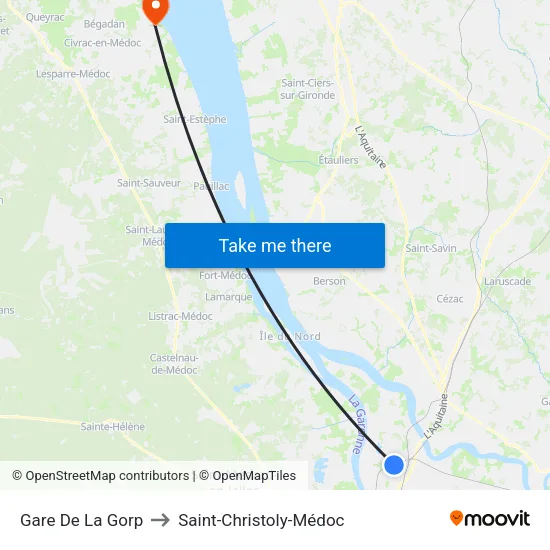 Gare De La Gorp to Saint-Christoly-Médoc map