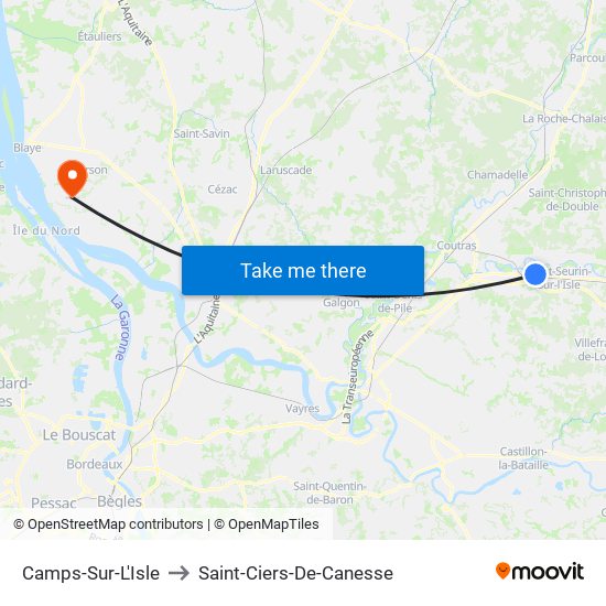 Camps-Sur-L'Isle to Saint-Ciers-De-Canesse map