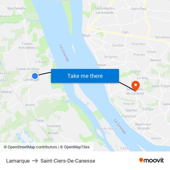 Lamarque to Saint-Ciers-De-Canesse map