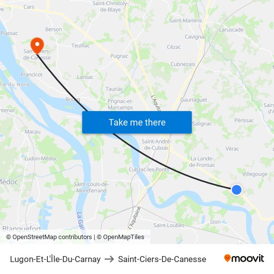 Lugon-Et-L'Île-Du-Carnay to Saint-Ciers-De-Canesse map