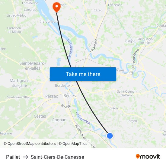 Paillet to Saint-Ciers-De-Canesse map