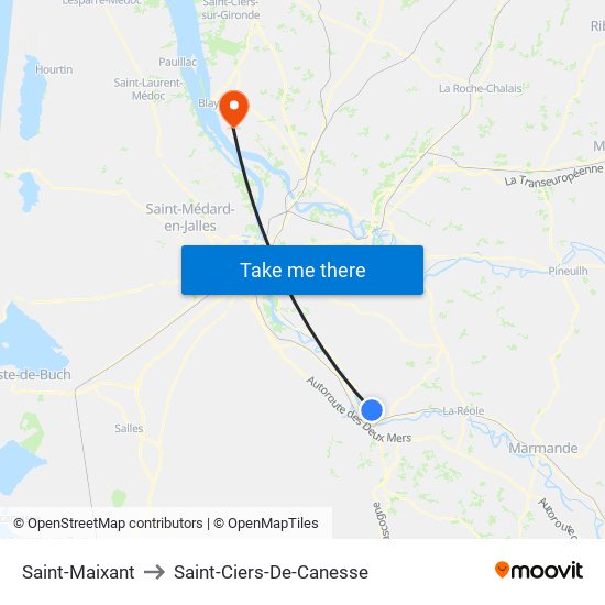 Saint-Maixant to Saint-Ciers-De-Canesse map