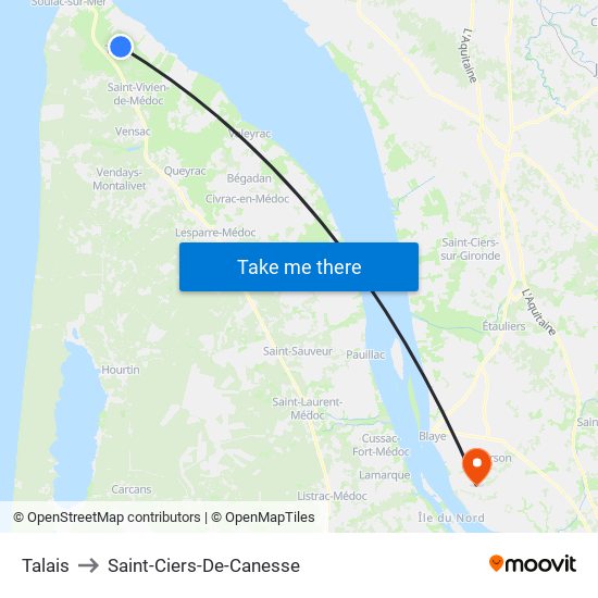 Talais to Saint-Ciers-De-Canesse map