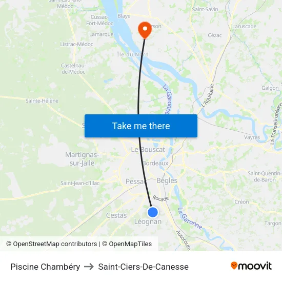 Piscine Chambéry to Saint-Ciers-De-Canesse map