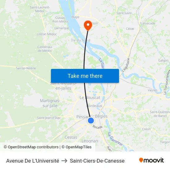 Avenue De L'Université to Saint-Ciers-De-Canesse map
