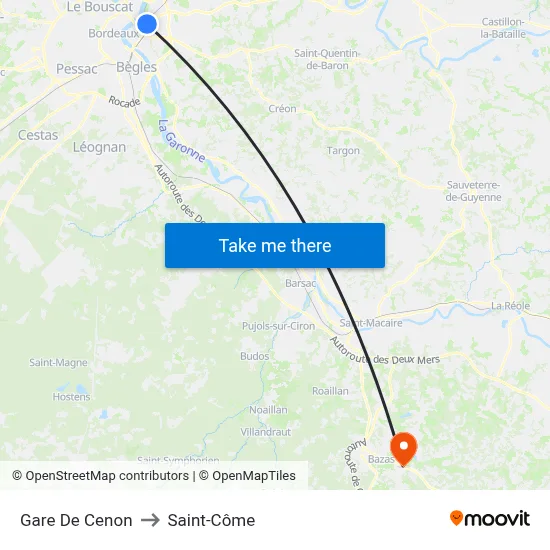 Gare De Cenon to Saint-Côme map