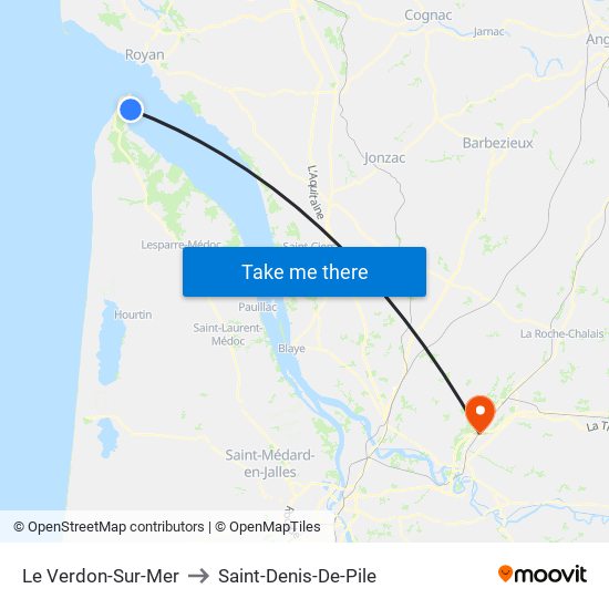 Le Verdon-Sur-Mer to Saint-Denis-De-Pile map