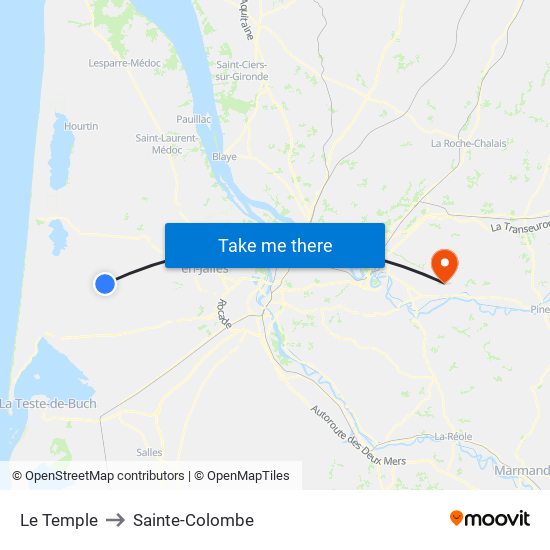 Le Temple to Sainte-Colombe map