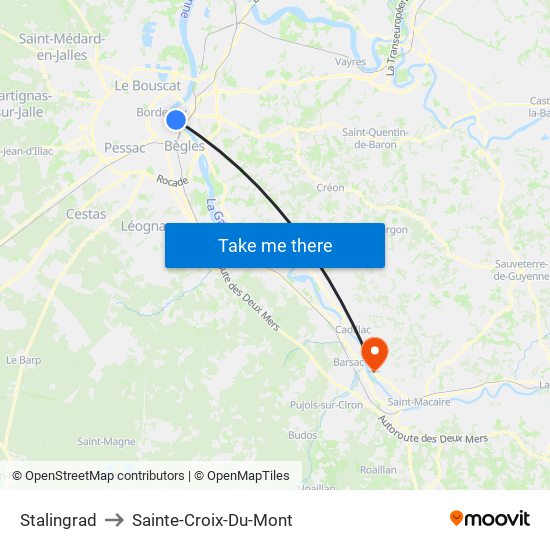 Stalingrad to Sainte-Croix-Du-Mont map